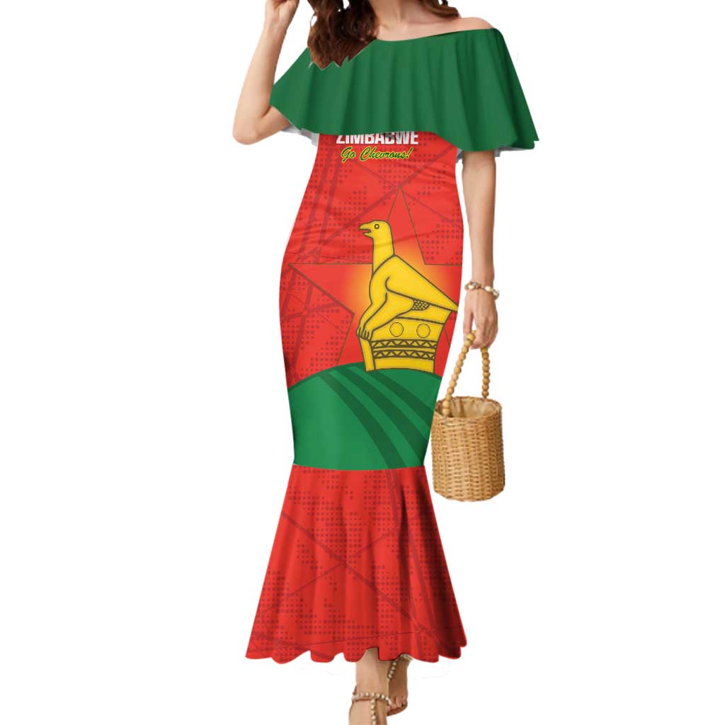 Custom Zimbabwe Cricket Mermaid Dress Go Chevrons 2003 Color Version - Wonder Print Shop