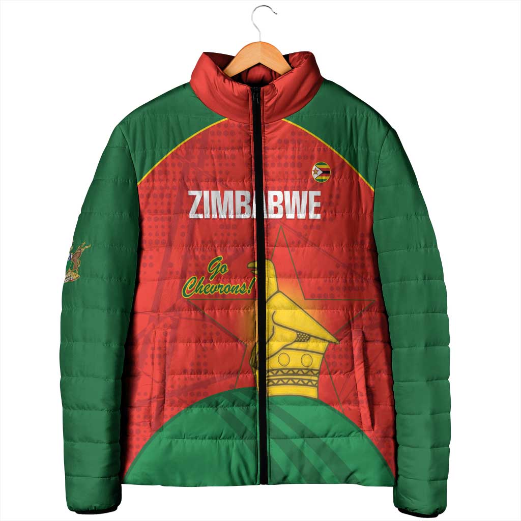 Custom Zimbabwe Cricket Padded Jacket Go Chevrons 2003 Color Version - Wonder Print Shop