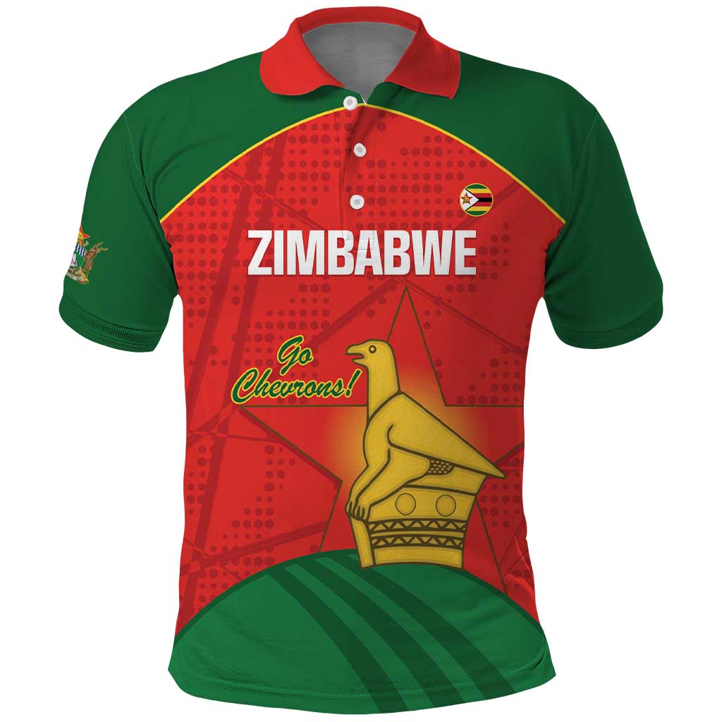 Custom Zimbabwe Cricket Polo Shirt Go Chevrons 2003 Color Version - Wonder Print Shop