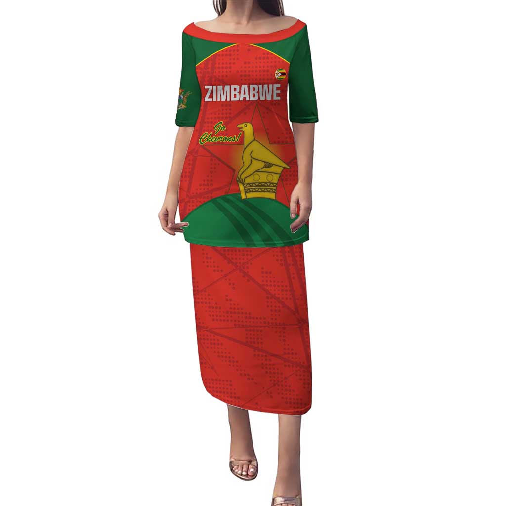 Custom Zimbabwe Cricket Puletasi Go Chevrons 2003 Color Version - Wonder Print Shop