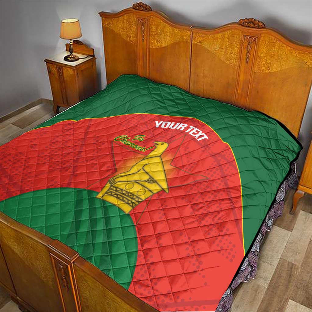 Custom Zimbabwe Cricket Quilt Go Chevrons 2003 Color Version - Wonder Print Shop