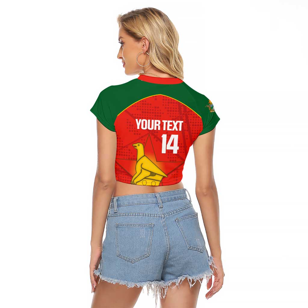 Custom Zimbabwe Cricket Raglan Cropped T Shirt Go Chevrons 2003 Color Version - Wonder Print Shop