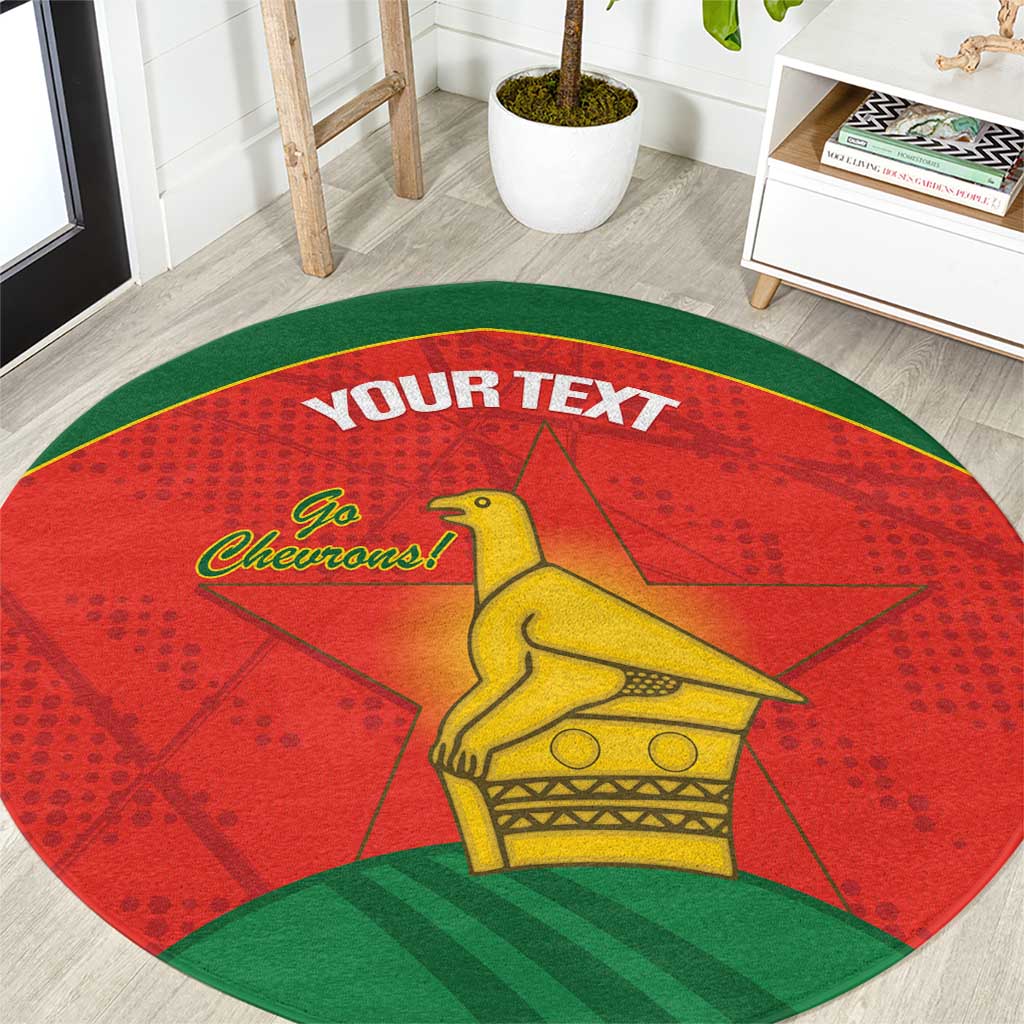 Custom Zimbabwe Cricket Round Carpet Go Chevrons 2003 Color Version - Wonder Print Shop