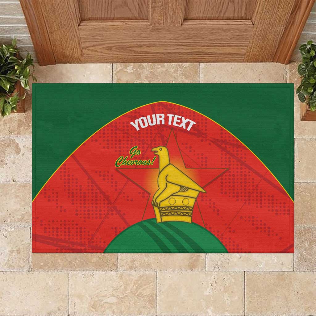 Custom Zimbabwe Cricket Rubber Doormat Go Chevrons 2003 Color Version - Wonder Print Shop