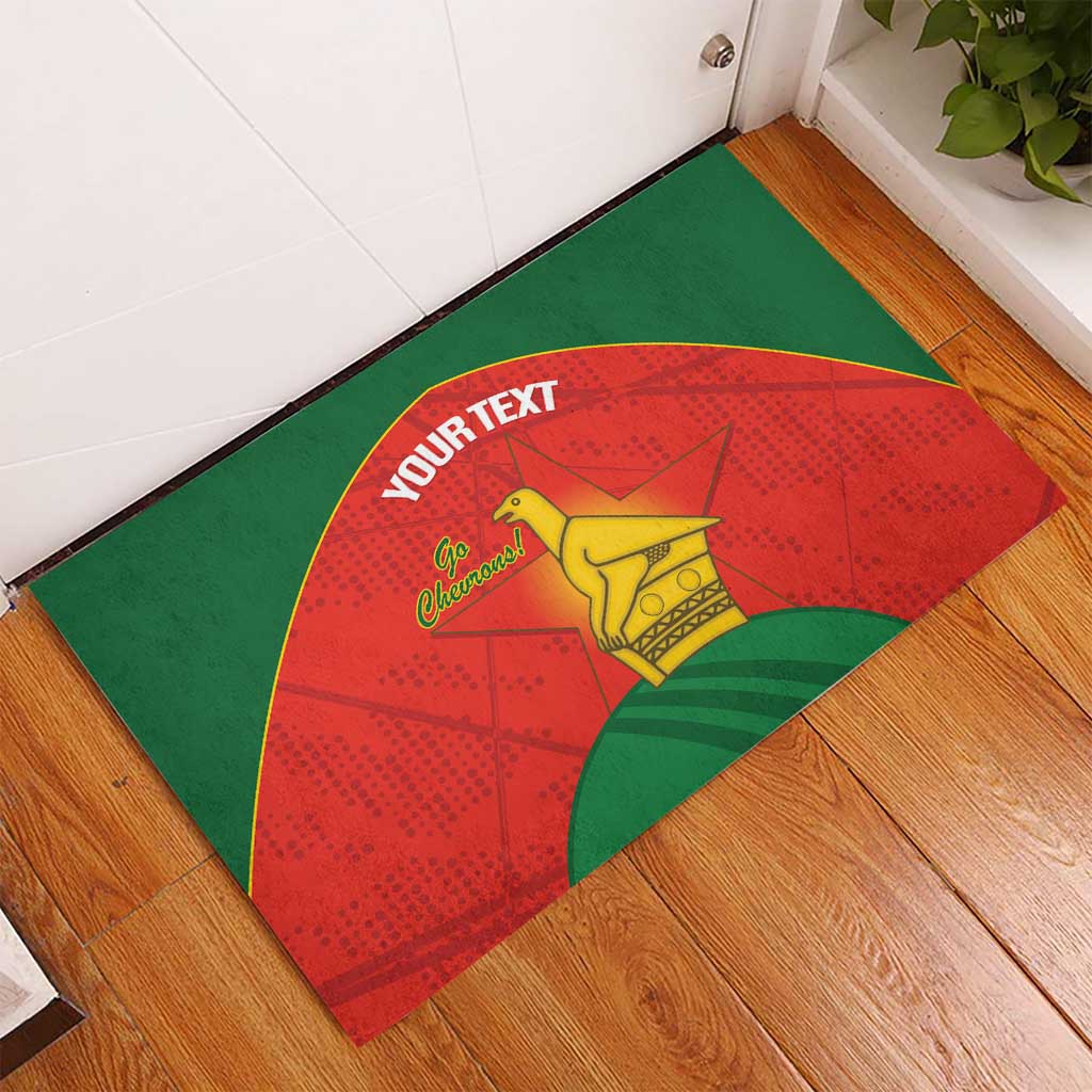 Custom Zimbabwe Cricket Rubber Doormat Go Chevrons 2003 Color Version - Wonder Print Shop