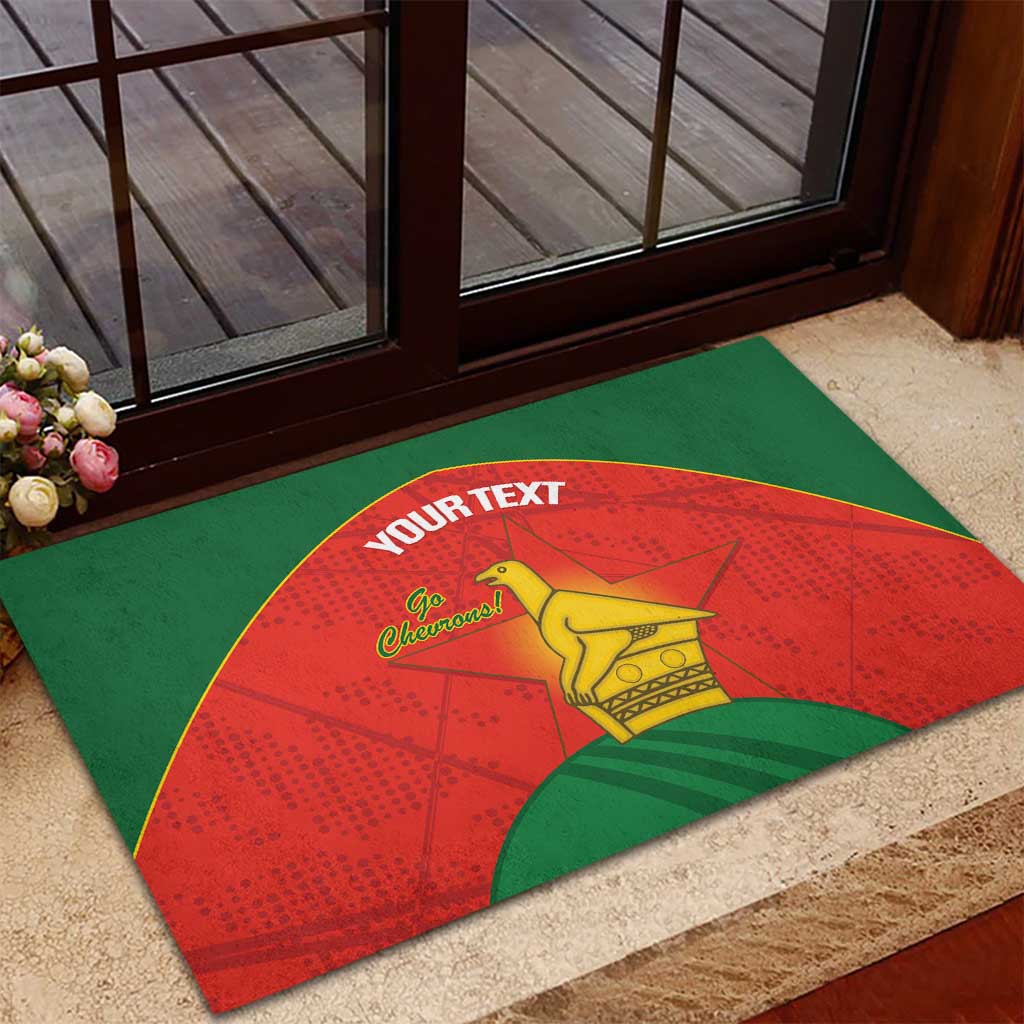 Custom Zimbabwe Cricket Rubber Doormat Go Chevrons 2003 Color Version - Wonder Print Shop