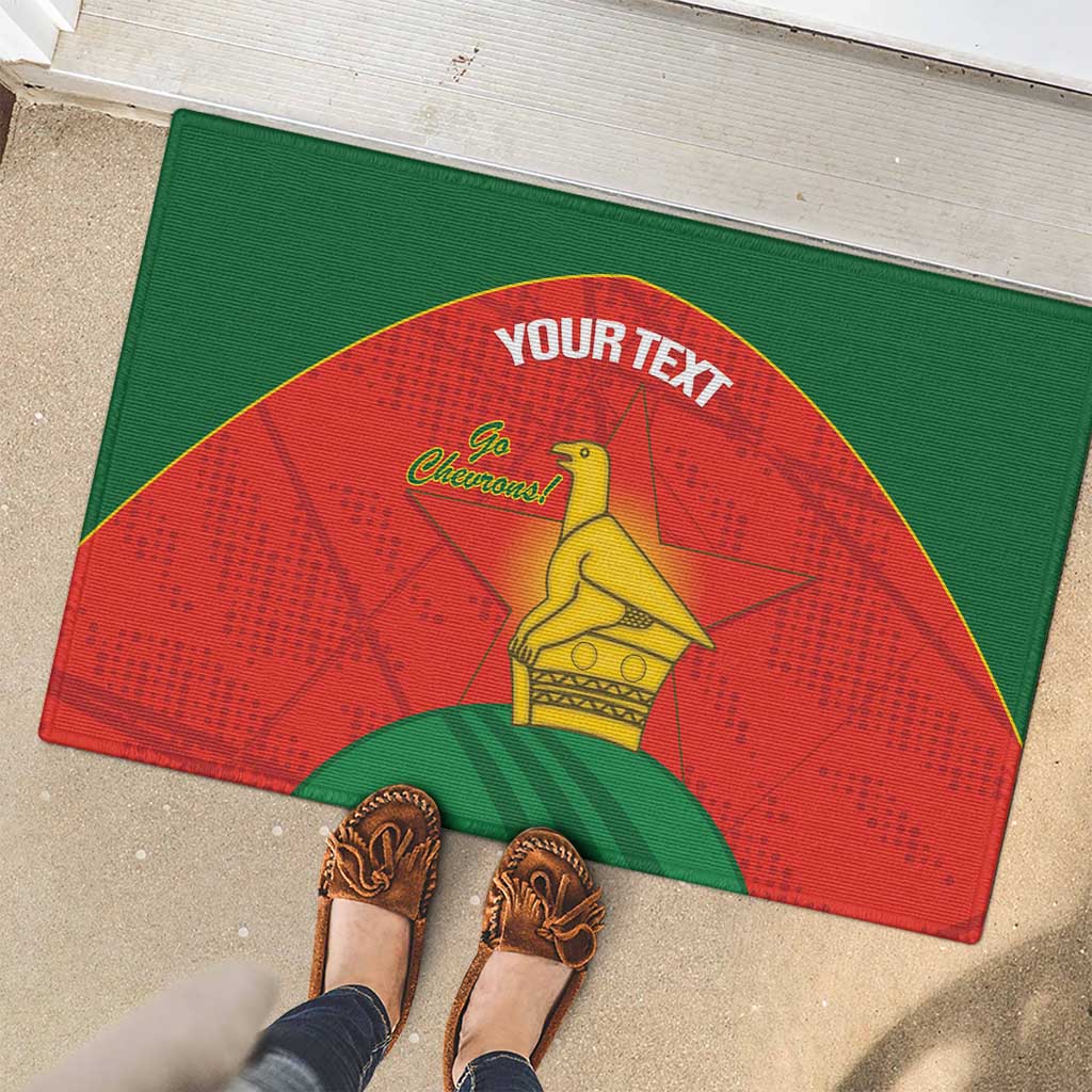Custom Zimbabwe Cricket Rubber Doormat Go Chevrons 2003 Color Version - Wonder Print Shop