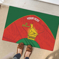 Custom Zimbabwe Cricket Rubber Doormat Go Chevrons 2003 Color Version - Wonder Print Shop