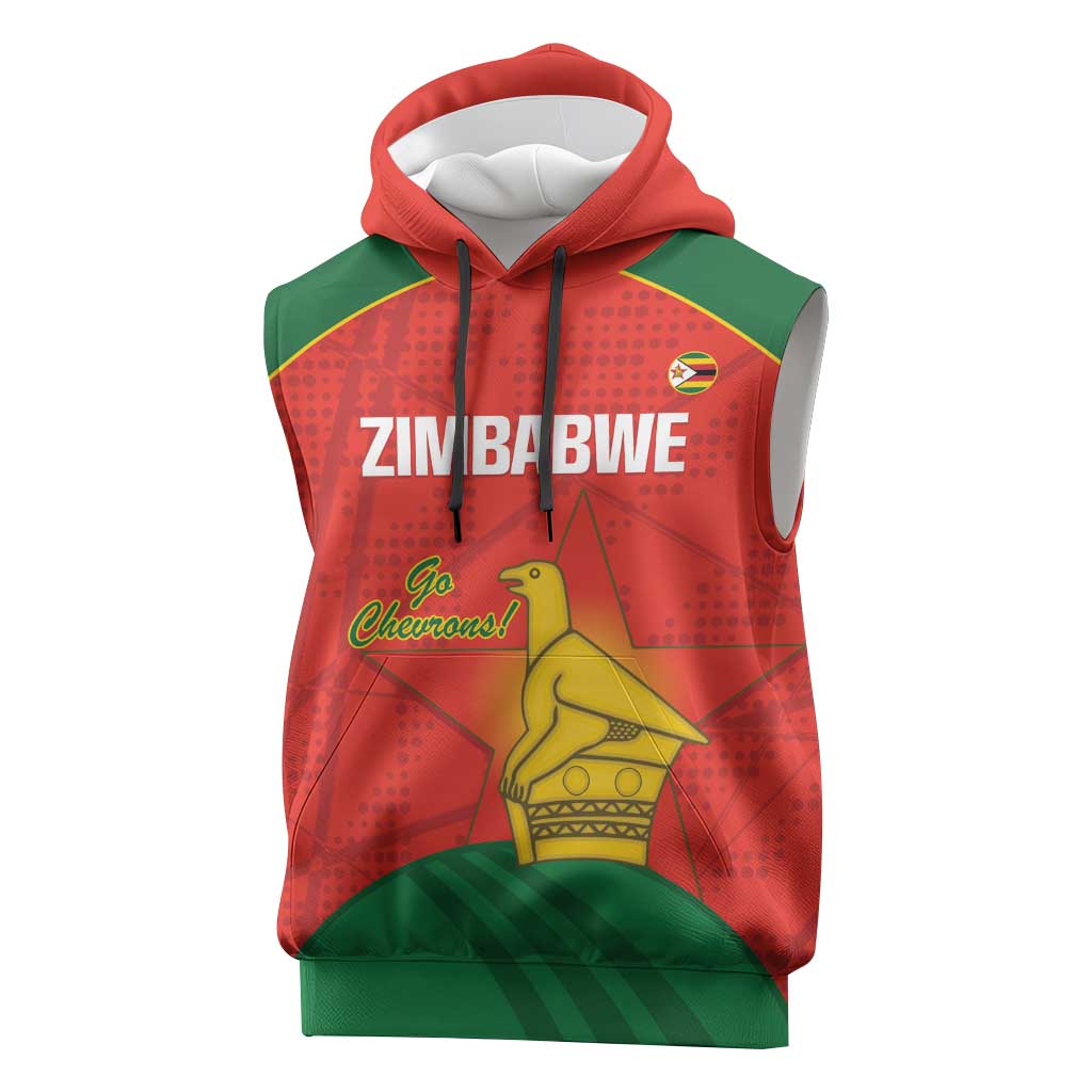 Custom Zimbabwe Cricket Sleeveless Hoodie Go Chevrons 2003 Color Version - Wonder Print Shop