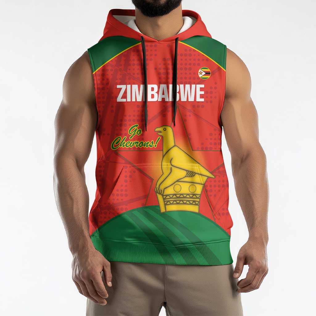 Custom Zimbabwe Cricket Sleeveless Hoodie Go Chevrons 2003 Color Version - Wonder Print Shop