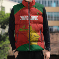 Custom Zimbabwe Cricket Sleeveless Puffer Jacket Go Chevrons 2003 Color Version - Wonder Print Shop