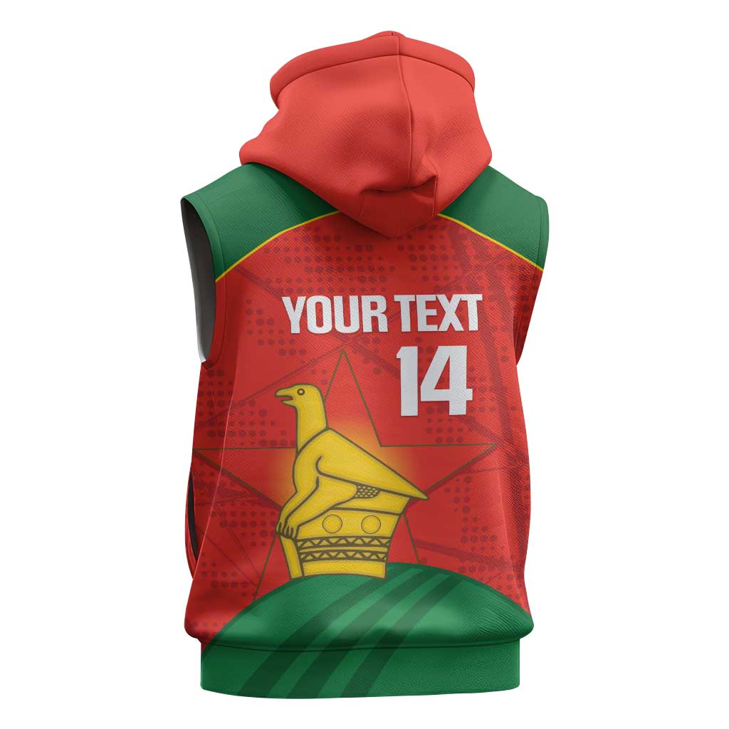 Custom Zimbabwe Cricket Sleeveless Zip Hoodie Go Chevrons 2003 Color Version - Wonder Print Shop