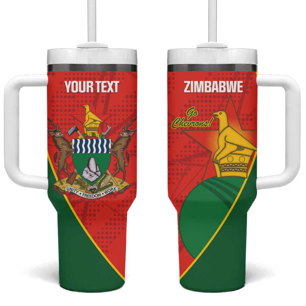 Custom Zimbabwe Cricket Tumbler With Handle Go Chevrons 2003 Color Version - Wonder Print Shop