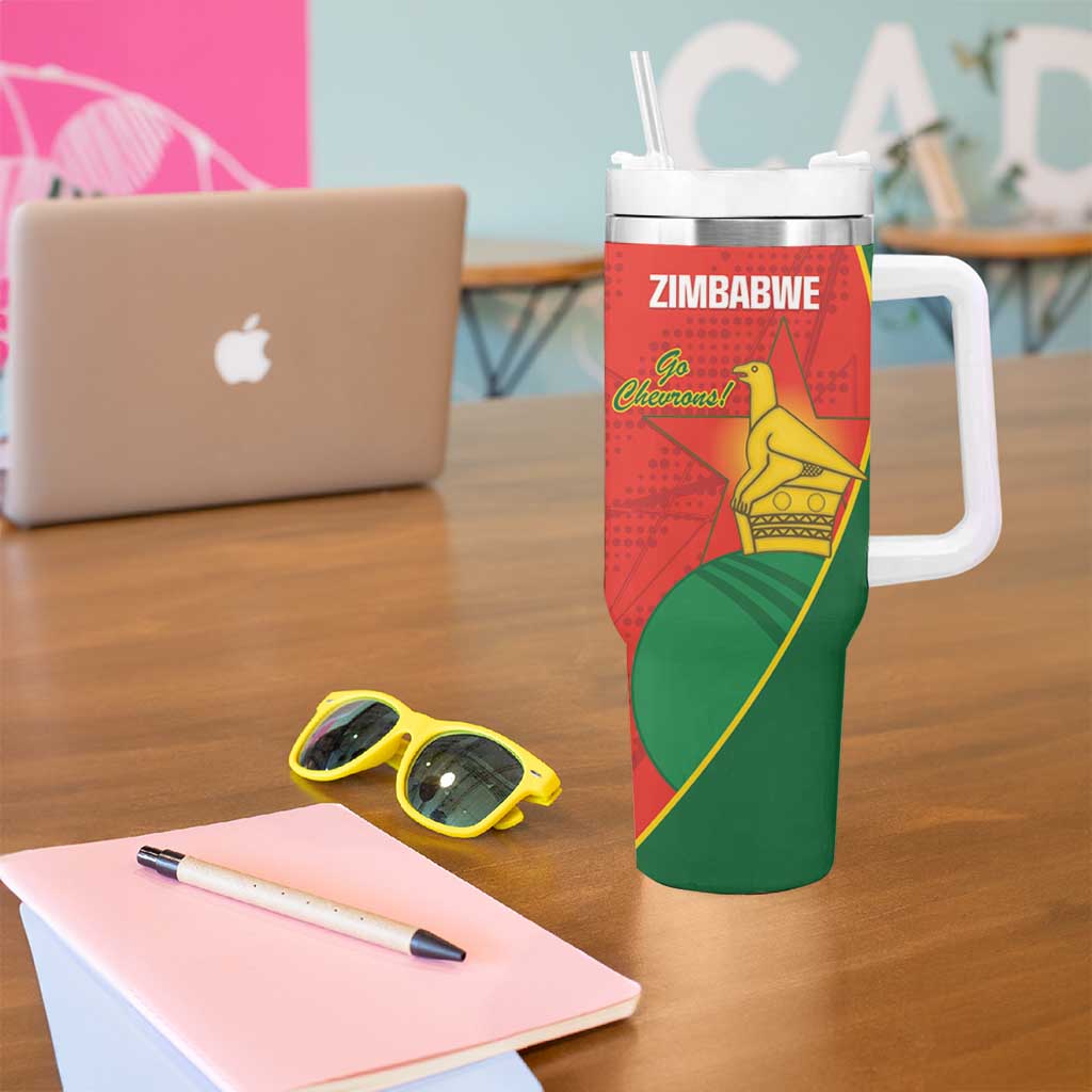 Custom Zimbabwe Cricket Tumbler With Handle Go Chevrons 2003 Color Version - Wonder Print Shop