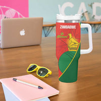 Custom Zimbabwe Cricket Tumbler With Handle Go Chevrons 2003 Color Version - Wonder Print Shop