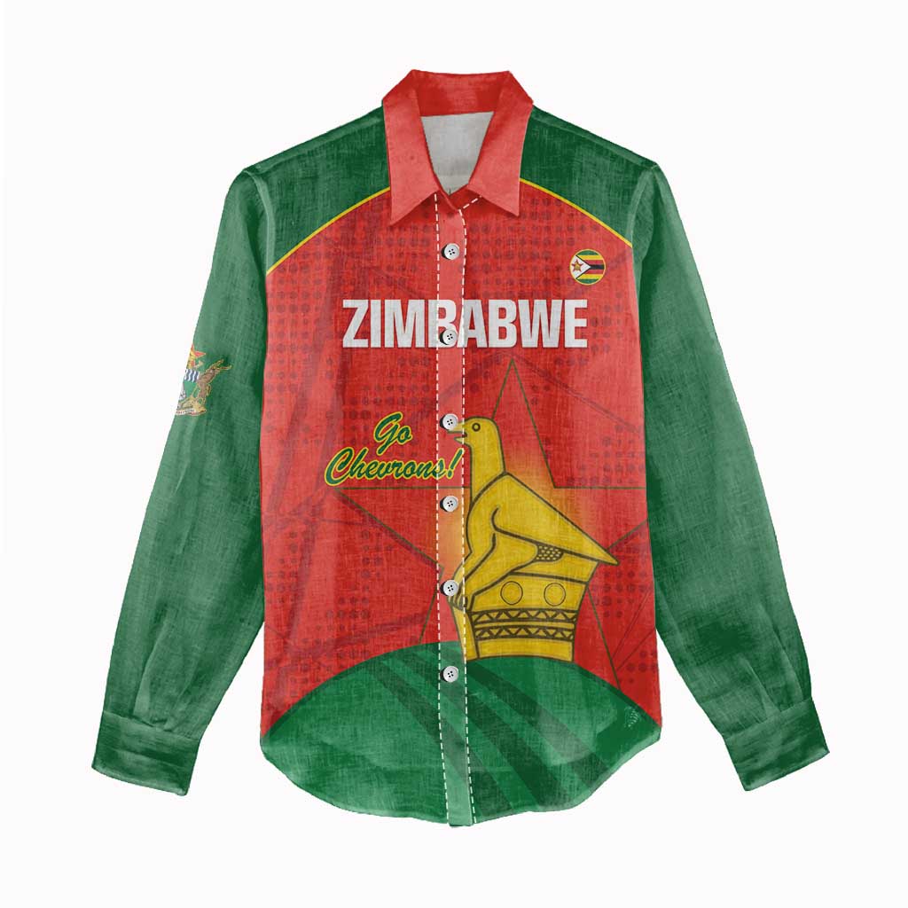 Custom Zimbabwe Cricket Women Casual Shirt Go Chevrons 2003 Color Version - Wonder Print Shop
