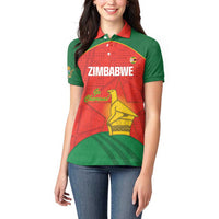 Custom Zimbabwe Cricket Women Polo Shirt Go Chevrons 2003 Color Version - Wonder Print Shop