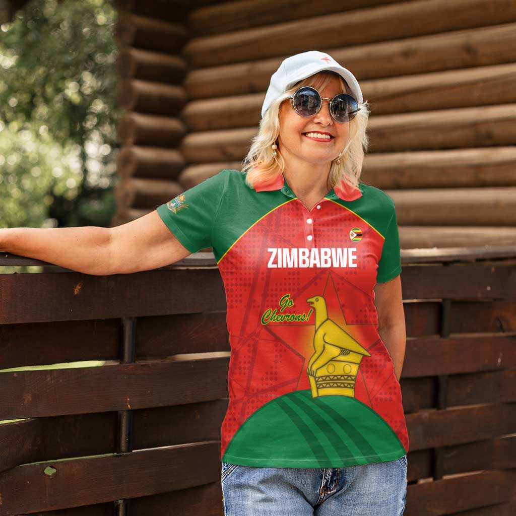 Custom Zimbabwe Cricket Women Polo Shirt Go Chevrons 2003 Color Version - Wonder Print Shop
