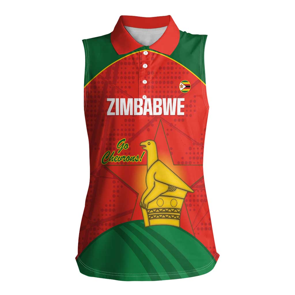 Custom Zimbabwe Cricket Women Sleeveless Polo Shirt Go Chevrons 2003 Color Version - Wonder Print Shop