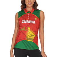Custom Zimbabwe Cricket Women Sleeveless Polo Shirt Go Chevrons 2003 Color Version - Wonder Print Shop