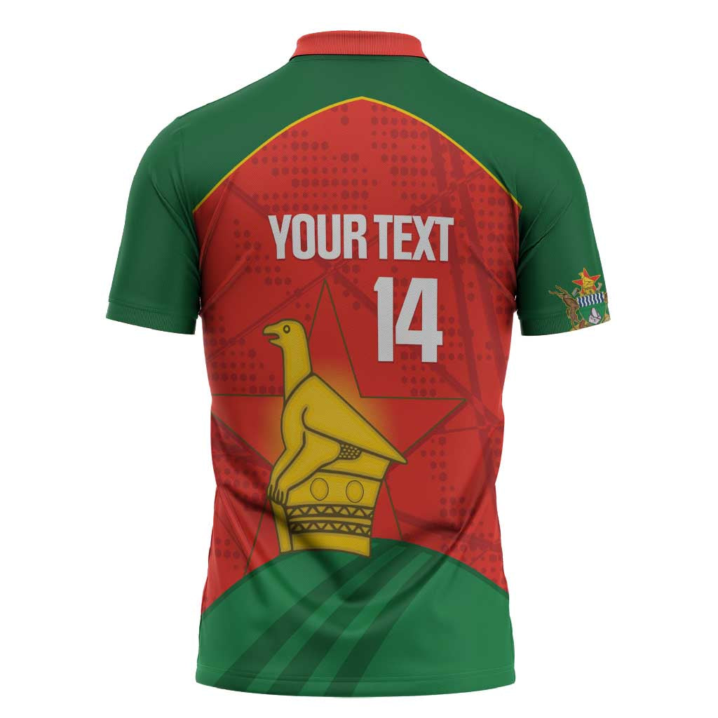 Custom Zimbabwe Cricket Zipper Polo Shirt Go Chevrons 2003 Color Version - Wonder Print Shop