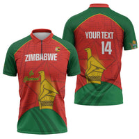 Custom Zimbabwe Cricket Zipper Polo Shirt Go Chevrons 2003 Color Version - Wonder Print Shop
