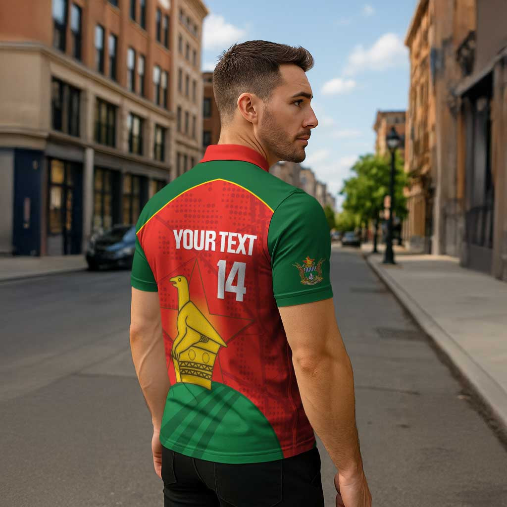 Custom Zimbabwe Cricket Zipper Polo Shirt Go Chevrons 2003 Color Version - Wonder Print Shop