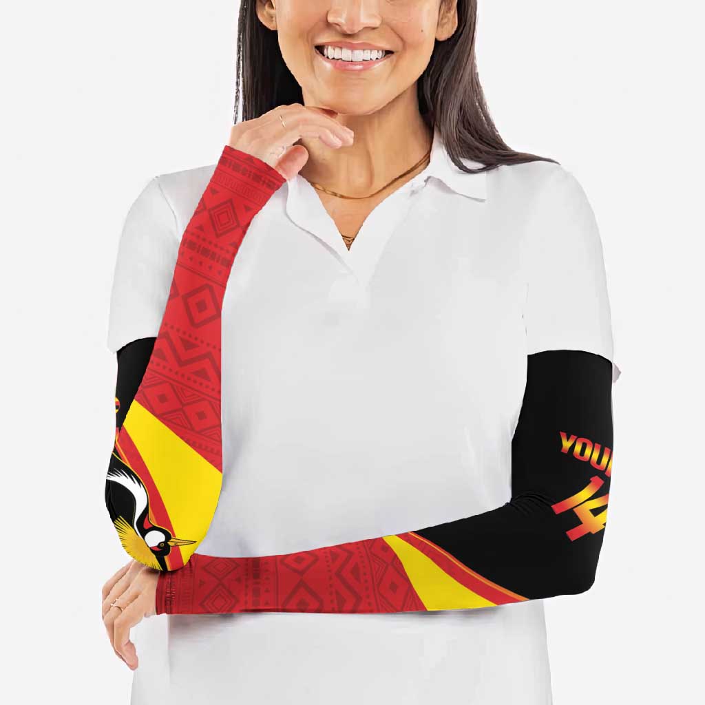 Custom Uganda Cricket Arm Sleeves Go Cranes African Pattern - Wonder Print Shop