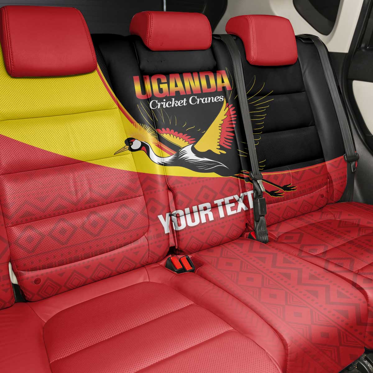 Custom Uganda Cricket Back Car Seat Cover Go Cranes African Pattern - Wonder Print Shop