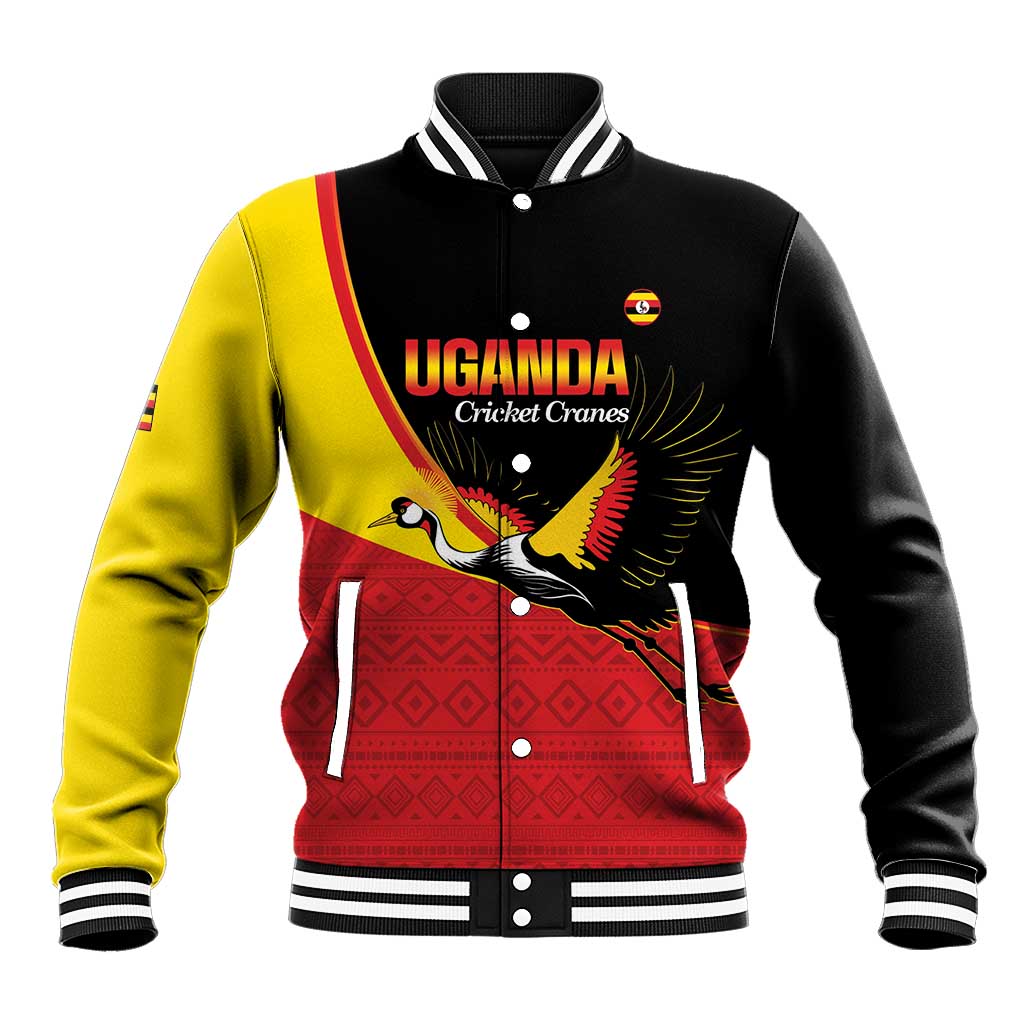 Custom Uganda Cricket Baseball Jacket Go Cranes African Pattern - Wonder Print Shop