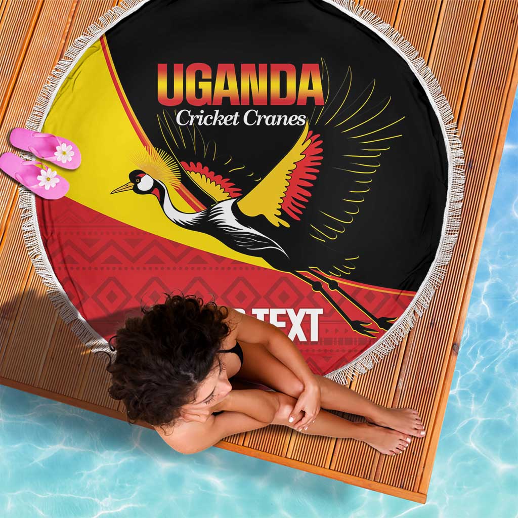 Custom Uganda Cricket Beach Blanket Go Cranes African Pattern - Wonder Print Shop