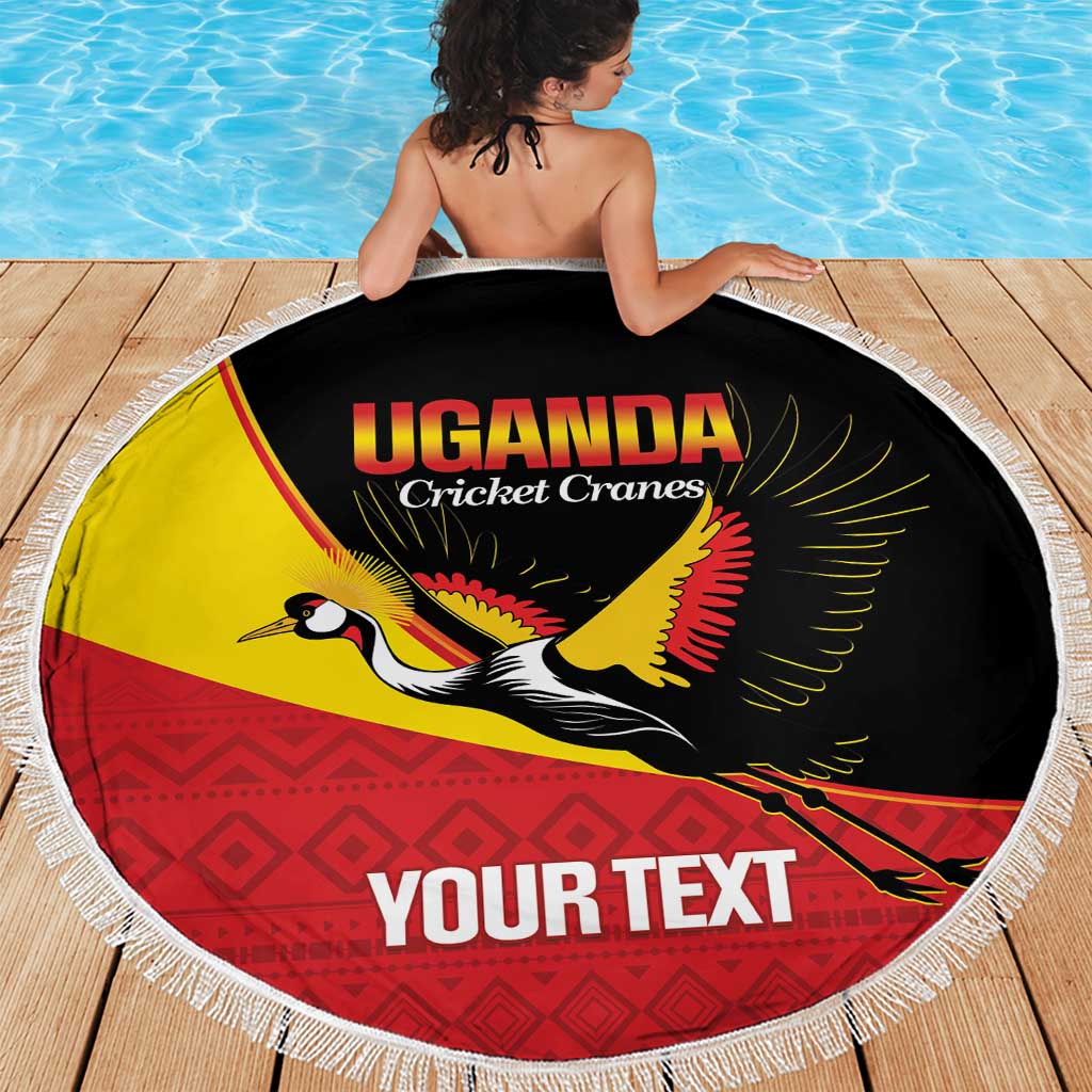 Custom Uganda Cricket Beach Blanket Go Cranes African Pattern - Wonder Print Shop