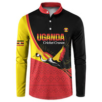 Custom Uganda Cricket Button Sweatshirt Go Cranes African Pattern - Wonder Print Shop