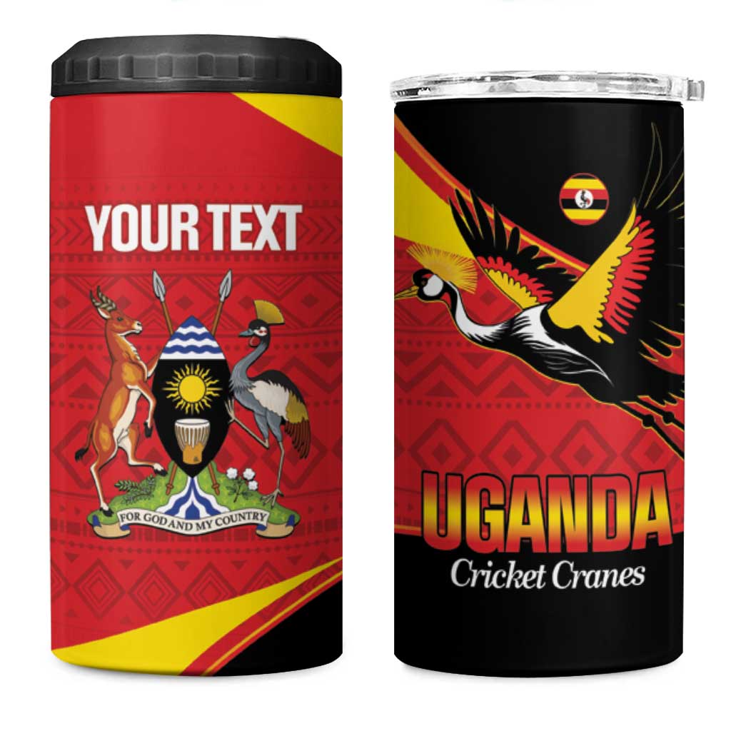 Custom Uganda Cricket 4 in 1 Can Cooler Tumbler Go Cranes African Pattern - Wonder Print Shop