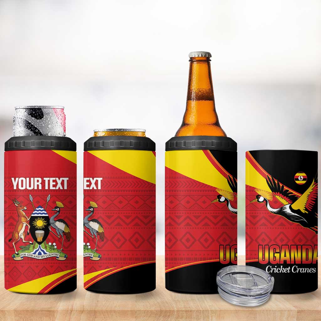 Custom Uganda Cricket 4 in 1 Can Cooler Tumbler Go Cranes African Pattern - Wonder Print Shop