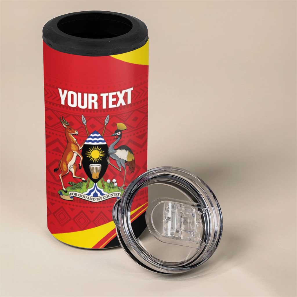 Custom Uganda Cricket 4 in 1 Can Cooler Tumbler Go Cranes African Pattern - Wonder Print Shop