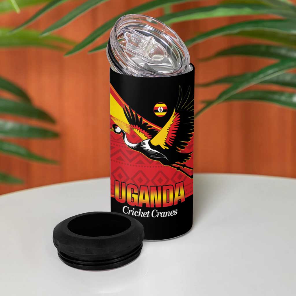 Custom Uganda Cricket 4 in 1 Can Cooler Tumbler Go Cranes African Pattern - Wonder Print Shop