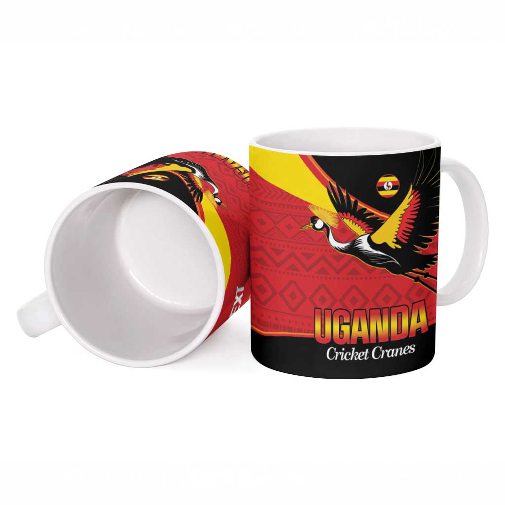 Custom Uganda Cricket Ceramic Mug Go Cranes African Pattern - Wonder Print Shop