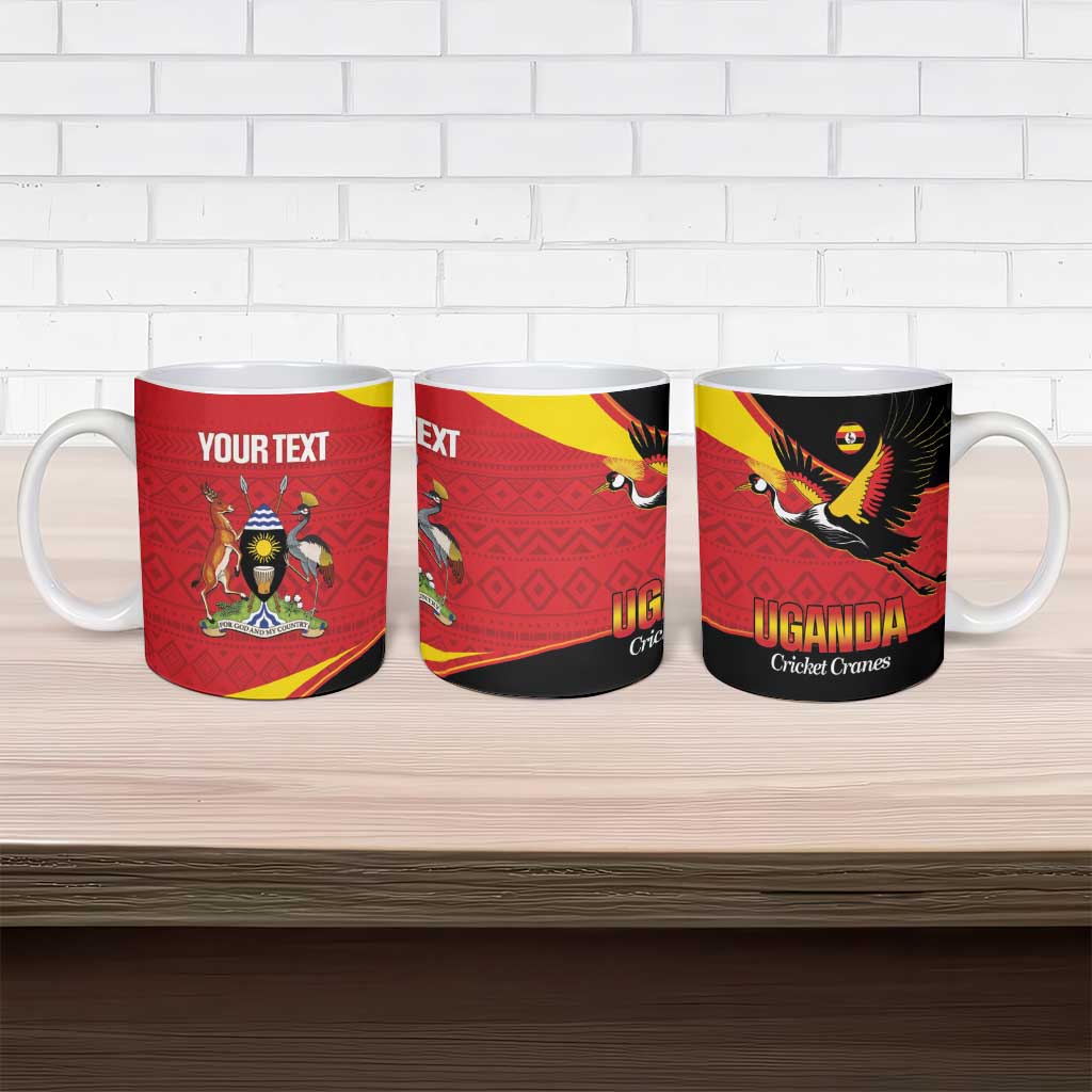 Custom Uganda Cricket Ceramic Mug Go Cranes African Pattern - Wonder Print Shop