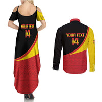 Custom Uganda Cricket Couples Matching Summer Maxi Dress and Long Sleeve Button Shirt Go Cranes African Pattern - Wonder Print Shop