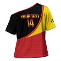Custom Uganda Cricket Cross Shoulder Shirt Go Cranes African Pattern - Wonder Print Shop