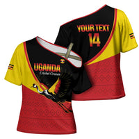 Custom Uganda Cricket Cross Shoulder Shirt Go Cranes African Pattern - Wonder Print Shop