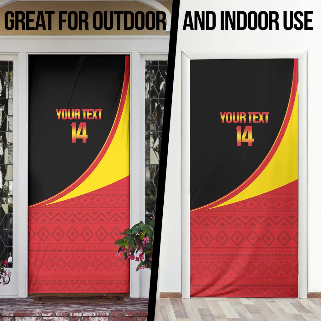 Custom Uganda Cricket Door Cover Go Cranes African Pattern - Wonder Print Shop