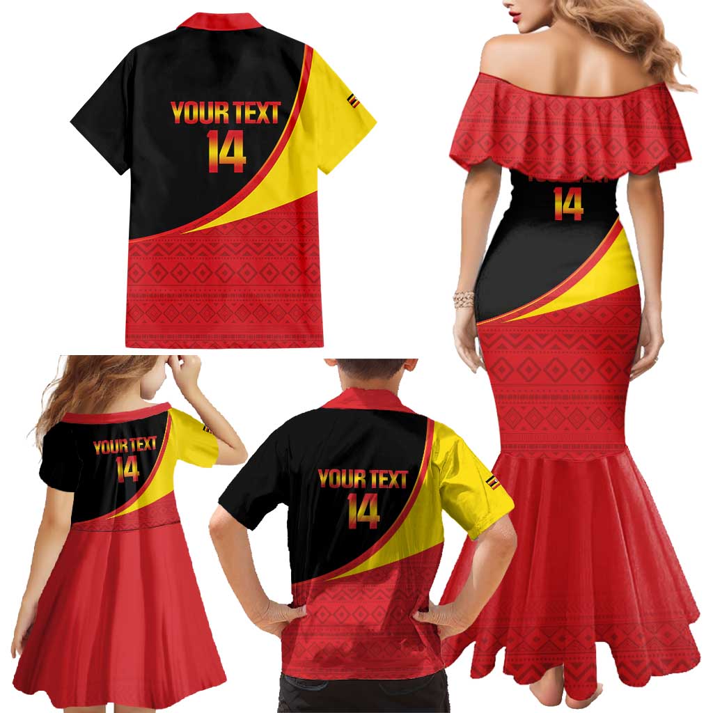 Custom Uganda Cricket Family Matching Mermaid Dress and Hawaiian Shirt Go Cranes African Pattern - Wonder Print Shop