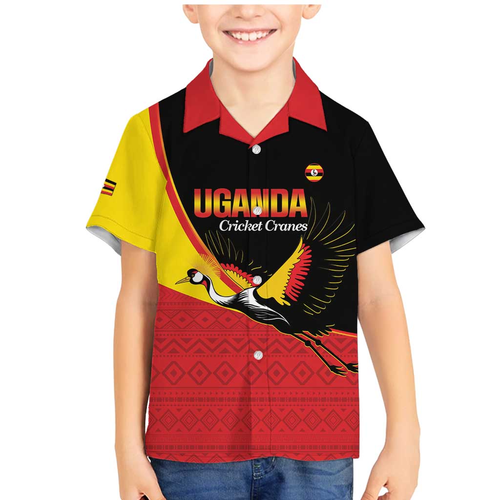 Custom Uganda Cricket Family Matching Mermaid Dress and Hawaiian Shirt Go Cranes African Pattern - Wonder Print Shop