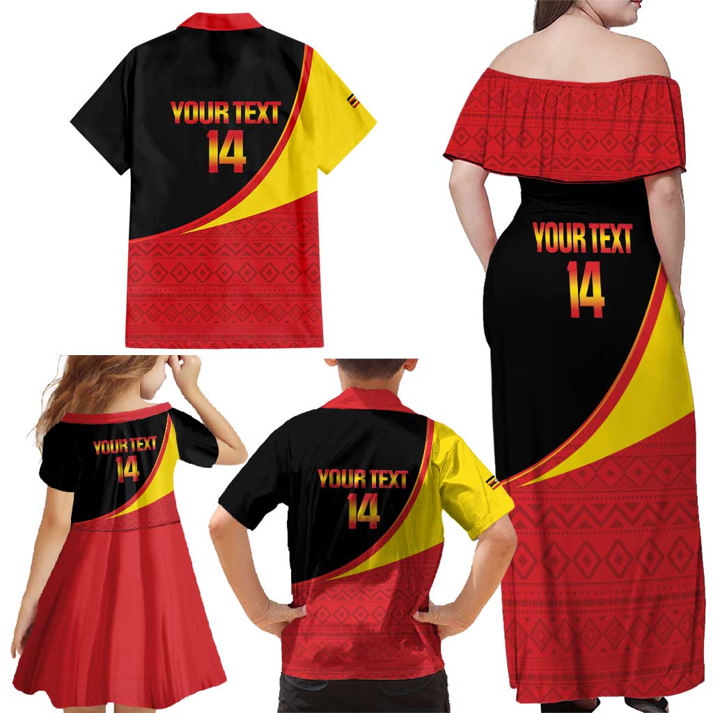 Custom Uganda Cricket Family Matching Off Shoulder Maxi Dress and Hawaiian Shirt Go Cranes African Pattern - Wonder Print Shop