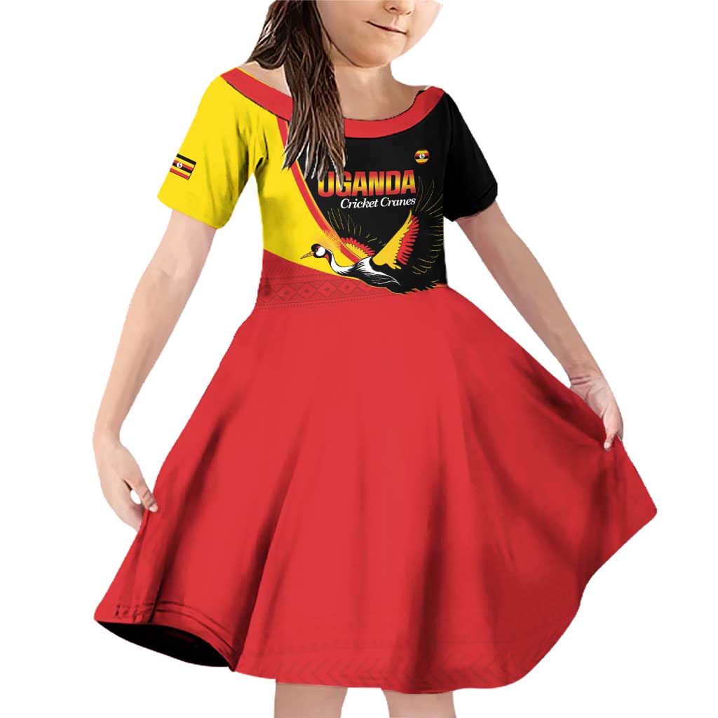 Custom Uganda Cricket Family Matching Off Shoulder Short Dress and Hawaiian Shirt Go Cranes African Pattern - Wonder Print Shop