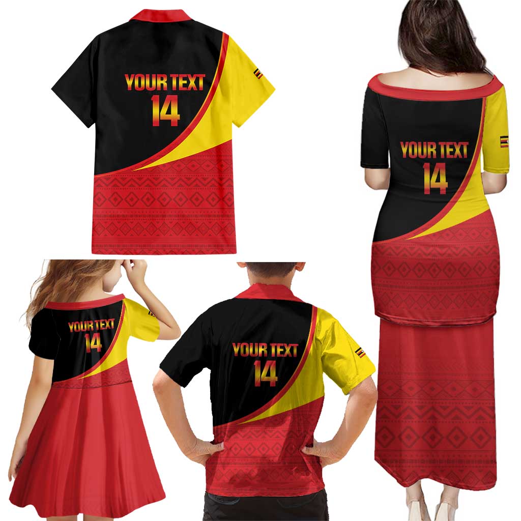Custom Uganda Cricket Family Matching Puletasi and Hawaiian Shirt Go Cranes African Pattern - Wonder Print Shop