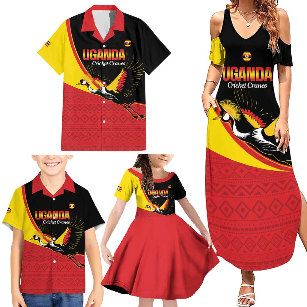 Custom Uganda Cricket Family Matching Summer Maxi Dress and Hawaiian Shirt Go Cranes African Pattern - Wonder Print Shop