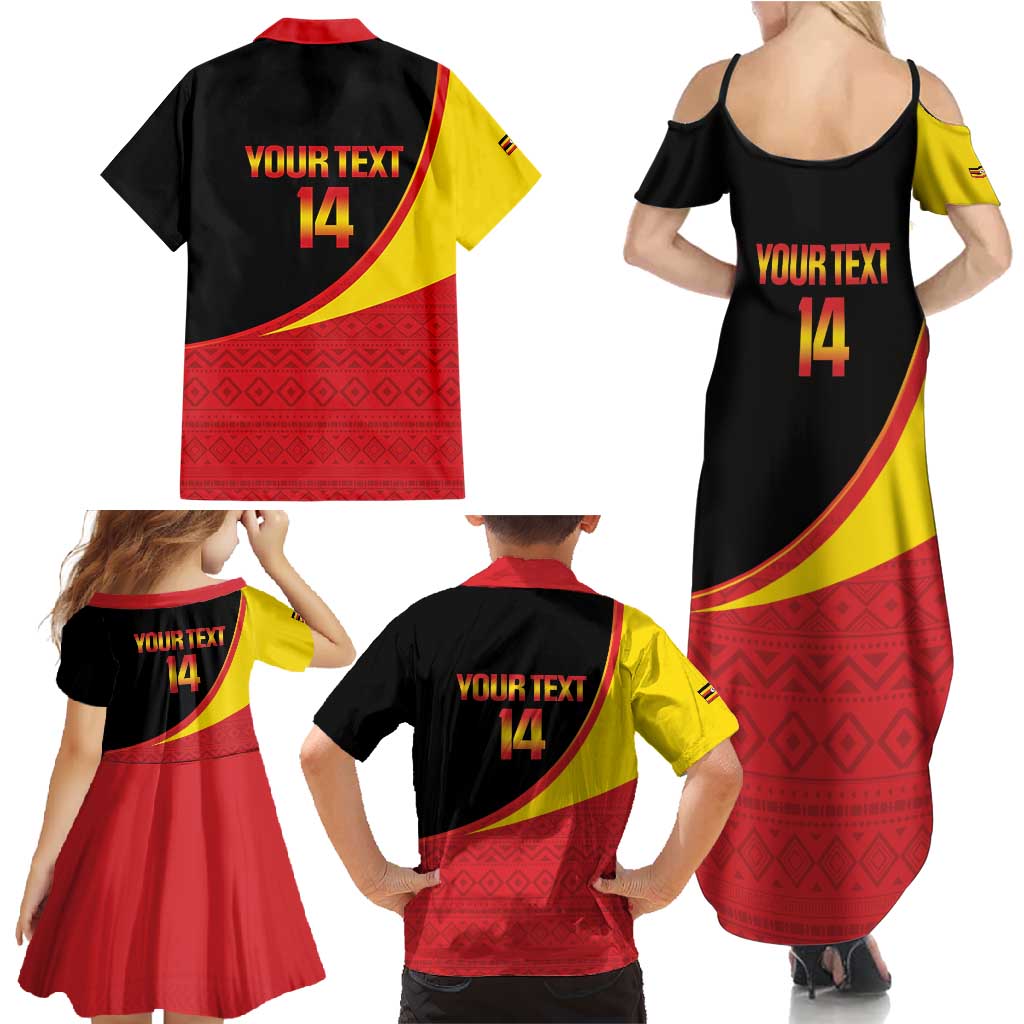 Custom Uganda Cricket Family Matching Summer Maxi Dress and Hawaiian Shirt Go Cranes African Pattern - Wonder Print Shop